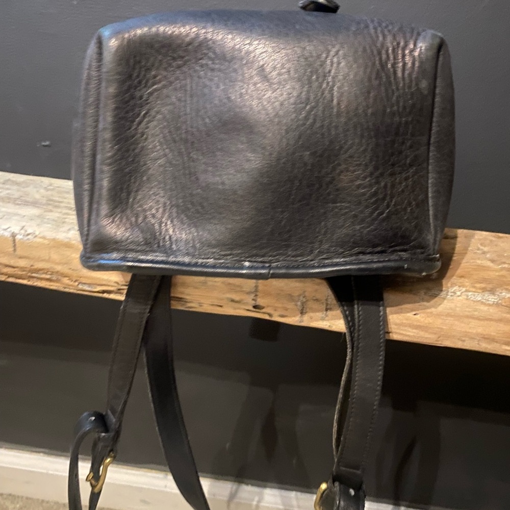 VINTAGE Coach turnlock mini black leather backpack top handle adjustable string - Picture 6 of 16